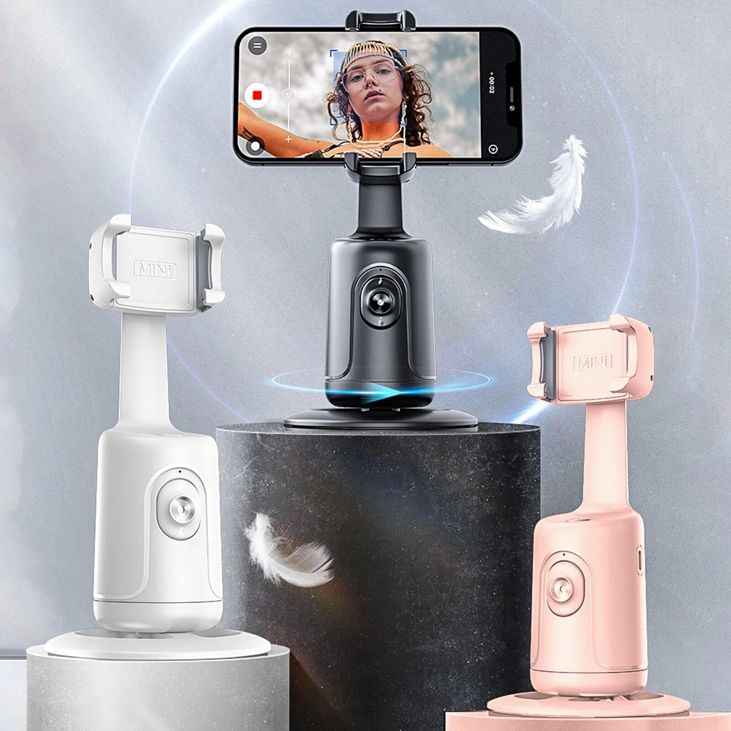 Auto Face Tracking Tripod, 360° Rotation Camera Phone Holder Auto Fast Following, Rechargeable Phone Stand for Live Video, Vlog