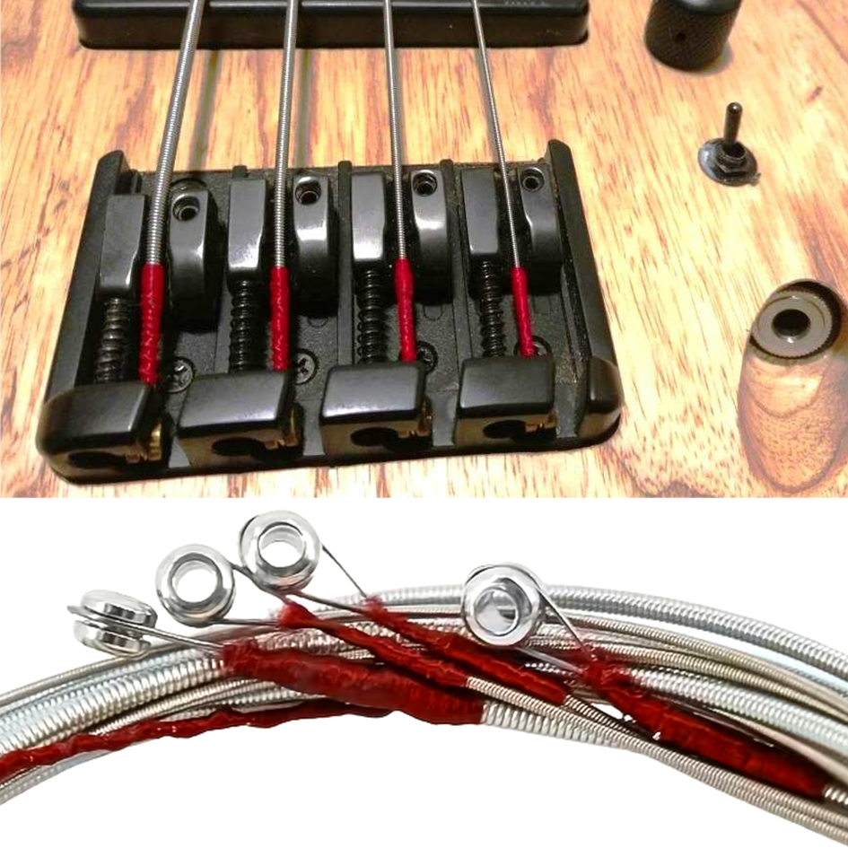 Silk Wrap Bass Strings- Red and Black Silk Wrap