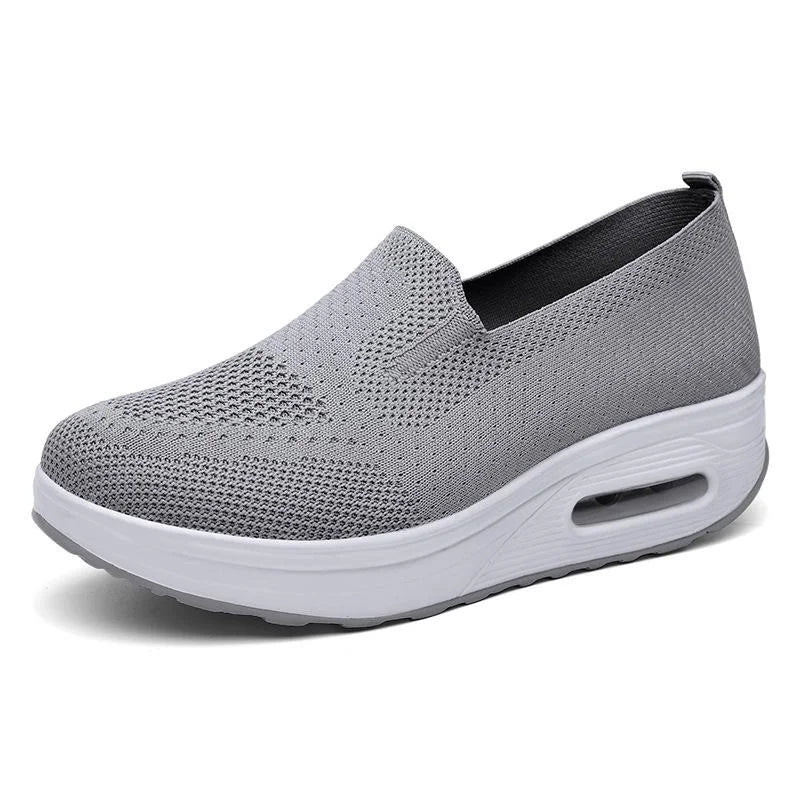 Women Sneaker: Casual Slip-On Platform Breathable Knit Shoes