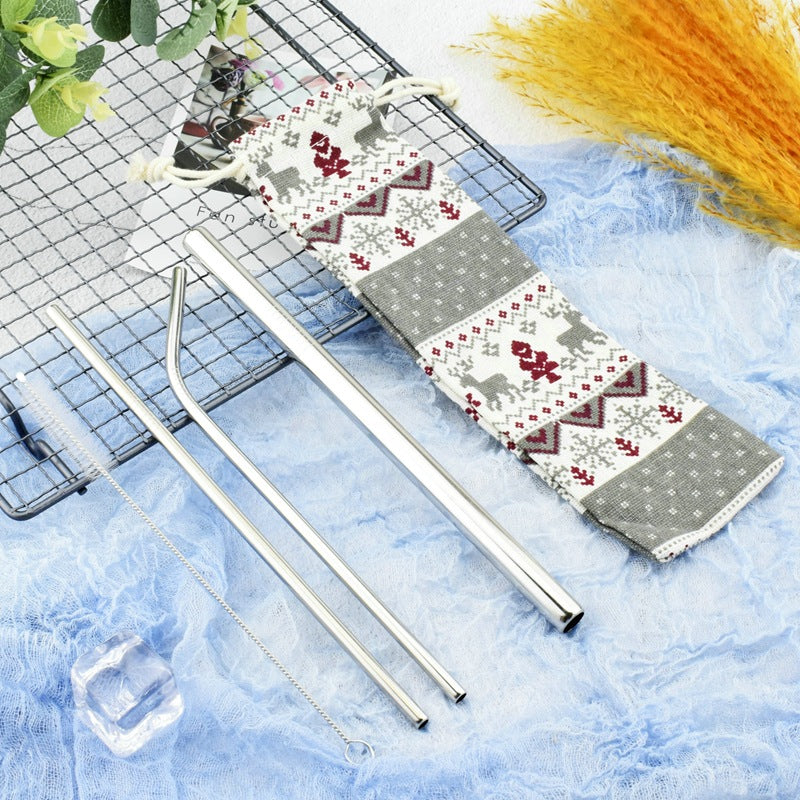 Stainless Steel Straws for Smoothies Shakes, Travel Bag with 1 Cleaning Brush - give5me