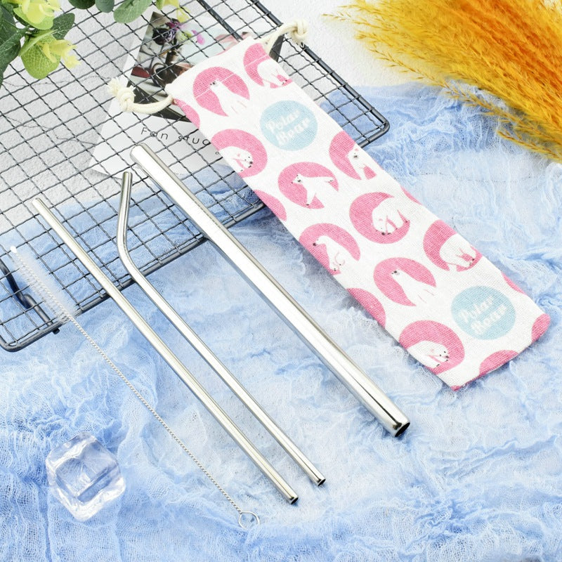 Stainless Steel Straws for Smoothies Shakes, Travel Bag with 1 Cleaning Brush - give5me