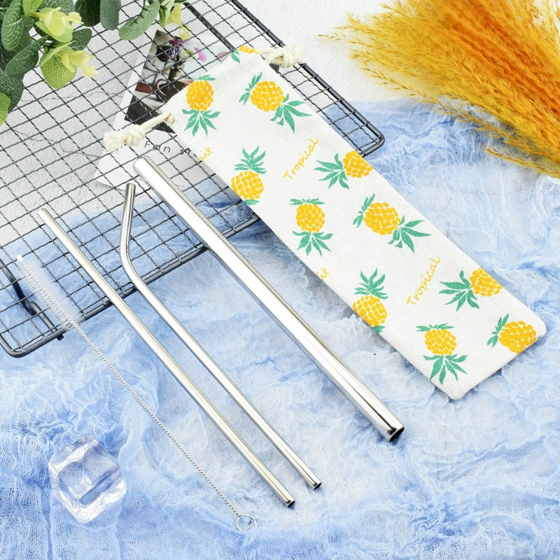 Stainless Steel Straws for Smoothies Shakes, Travel Bag with 1 Cleaning Brush - give5me