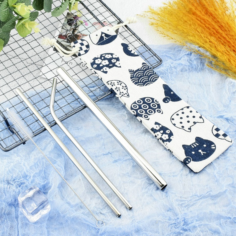 Stainless Steel Straws for Smoothies Shakes, Travel Bag with 1 Cleaning Brush - give5me