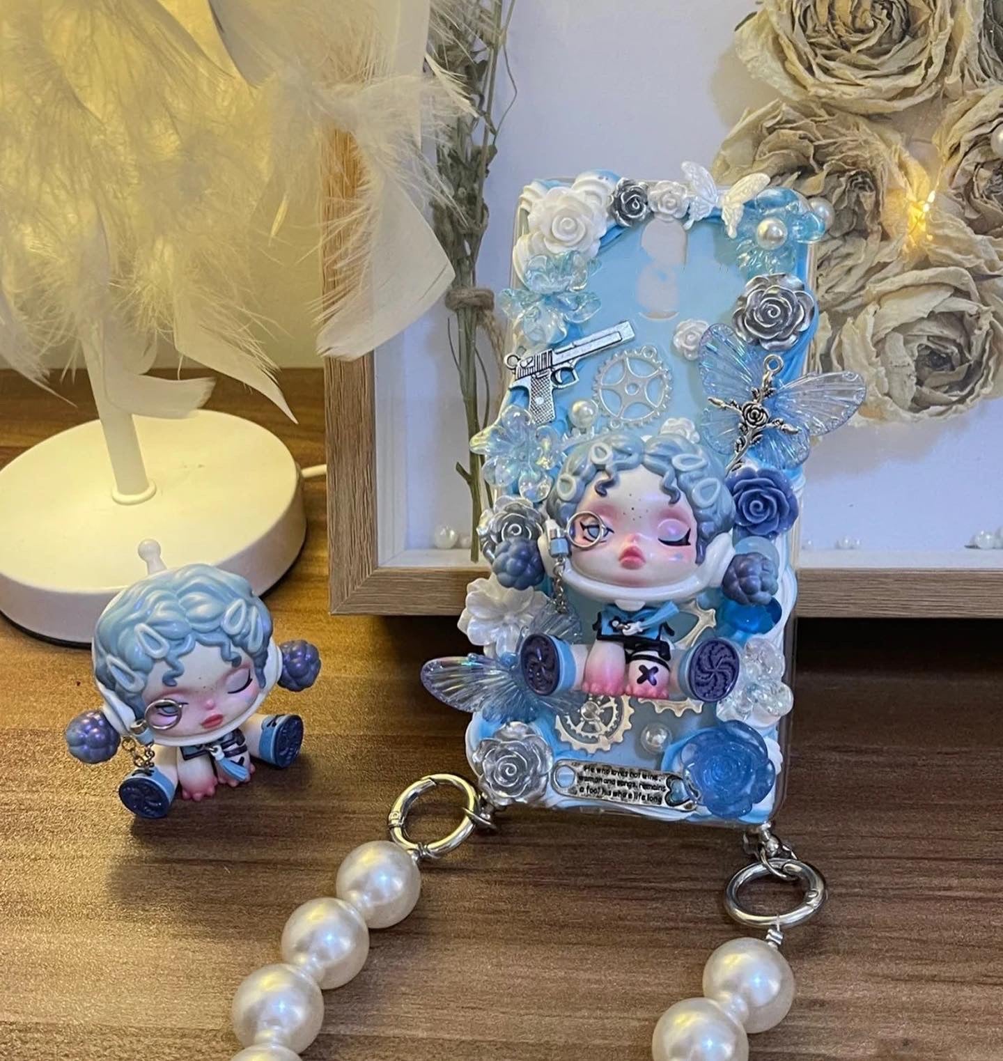 Decoden Handmade Phone case Popmart skullpanda -Blue