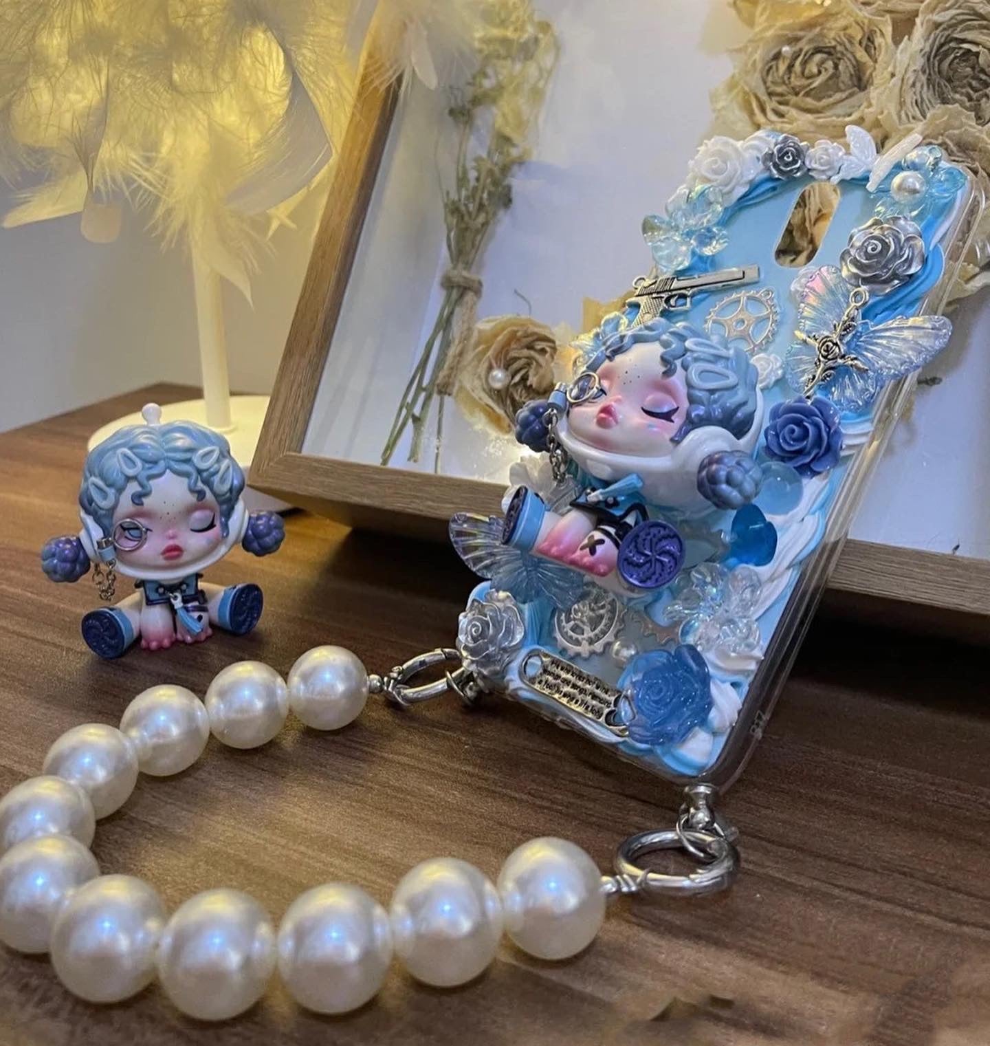 Decoden Handmade Phone case Popmart skullpanda -Blue