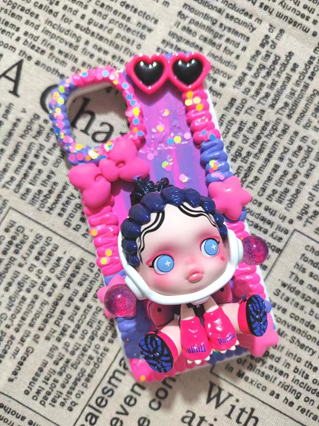 Decoden Handmade Phone case Popmart skullpanda Green Purple