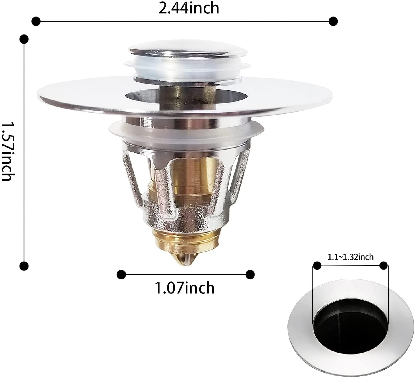U.S. Standard Universal Stainless Steel Push Bounce Core, Kitchen Bathroom Accessories with Filter - give5me