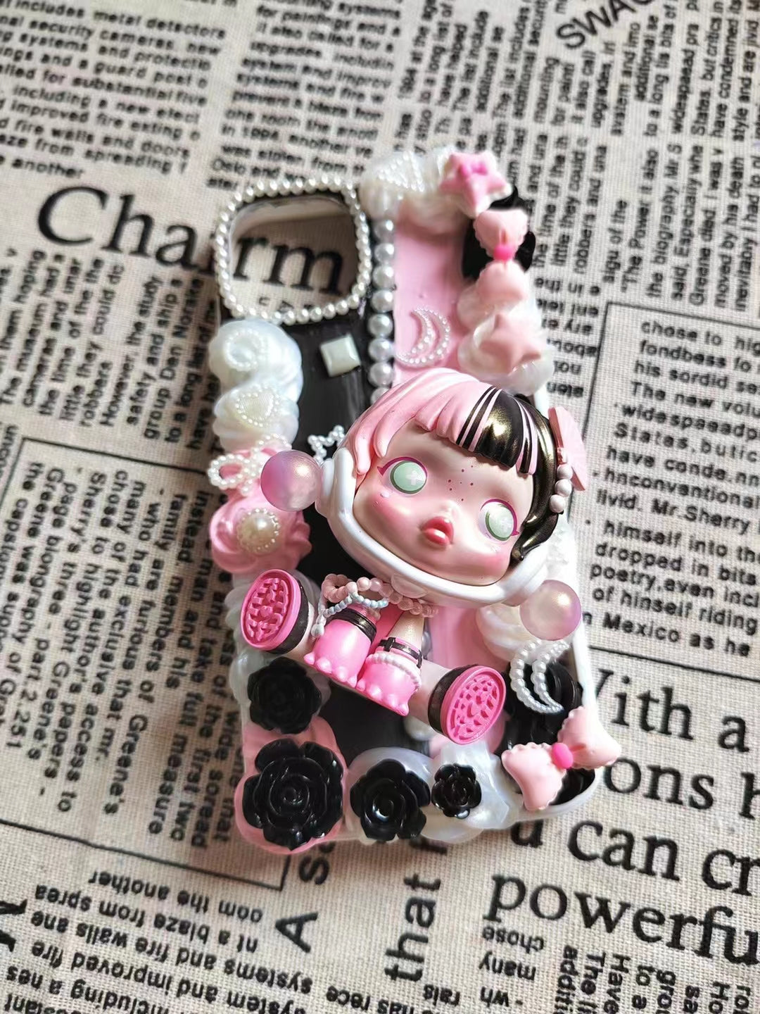 Decoden Handmade Phone case Popmart skullpanda Green Purple