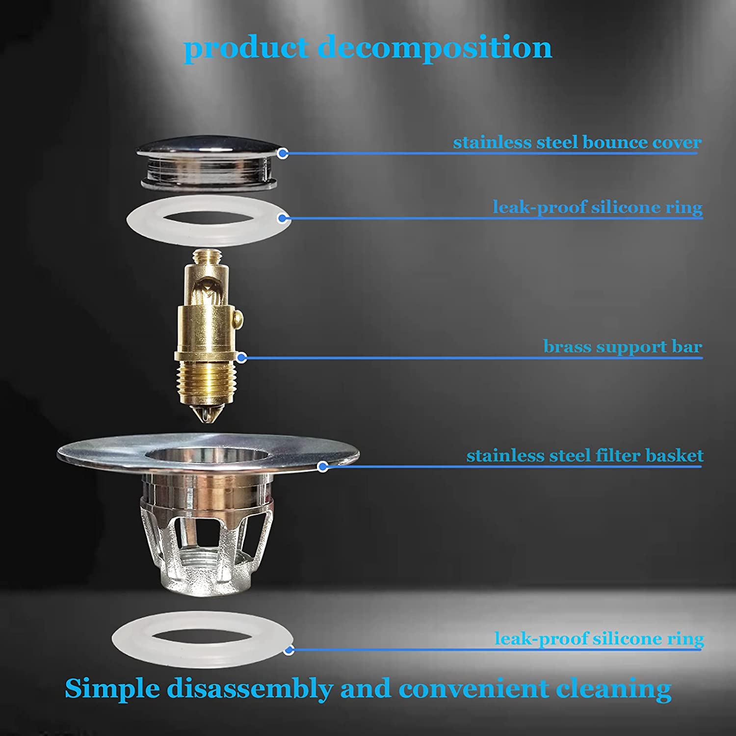 U.S. Standard Universal Stainless Steel Push Bounce Core, Kitchen Bathroom Accessories with Filter - give5me