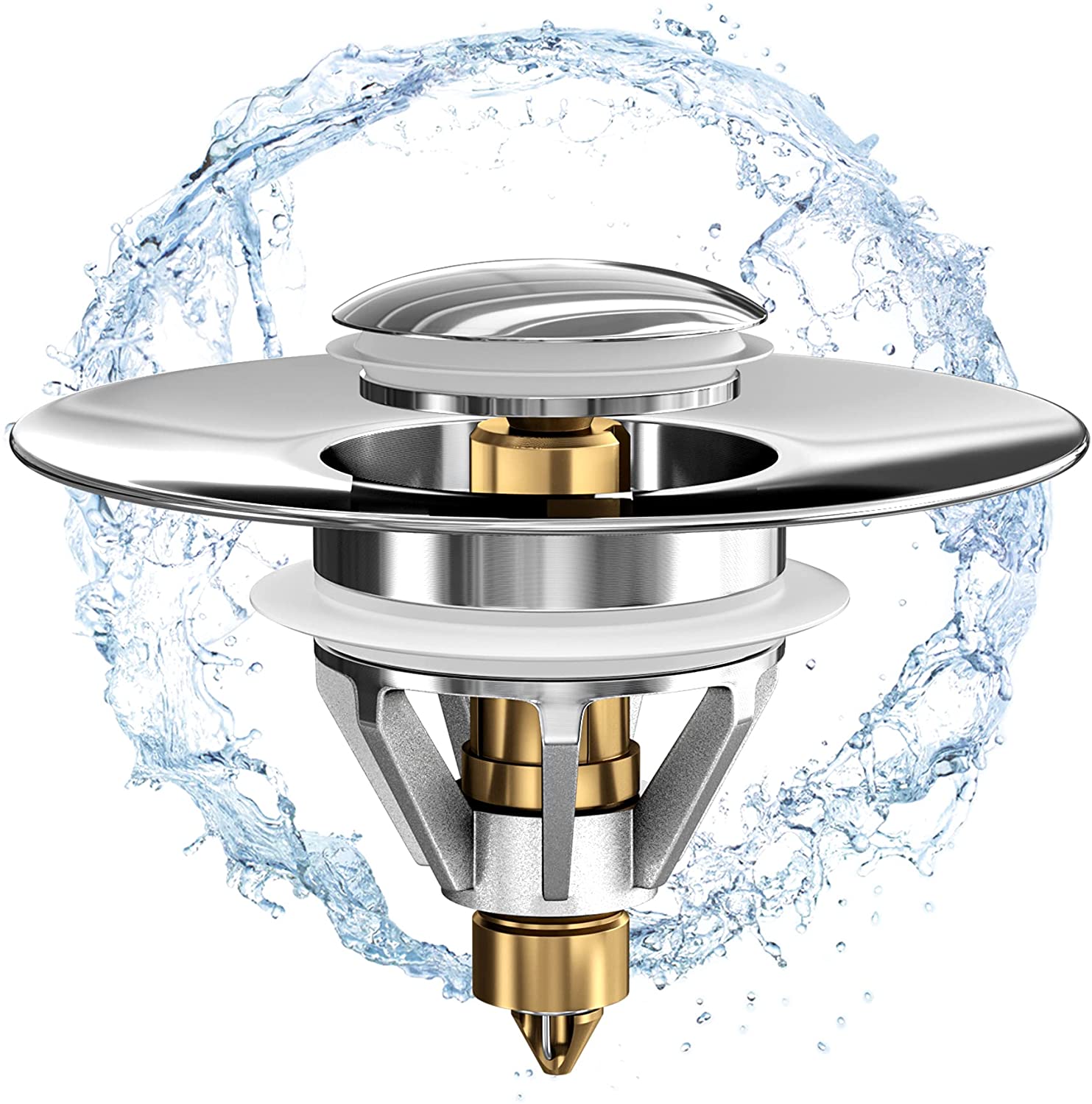U.S. Standard Universal Stainless Steel Push Bounce Core, Kitchen Bathroom Accessories with Filter - give5me
