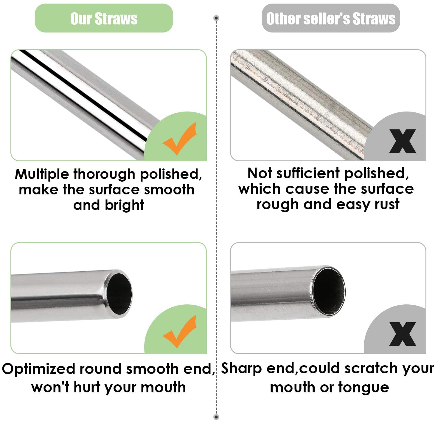 Stainless Steel Straws for Smoothies Shakes, Travel Bag with 1 Cleaning Brush - give5me