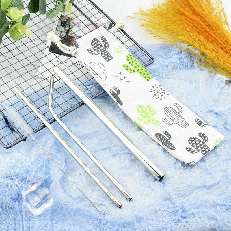 Stainless Steel Straws for Smoothies Shakes, Travel Bag with 1 Cleaning Brush - give5me