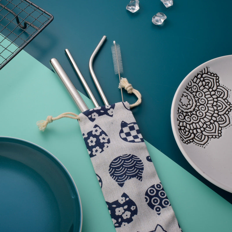 Stainless Steel Straws for Smoothies Shakes, Travel Bag with 1 Cleaning Brush - give5me