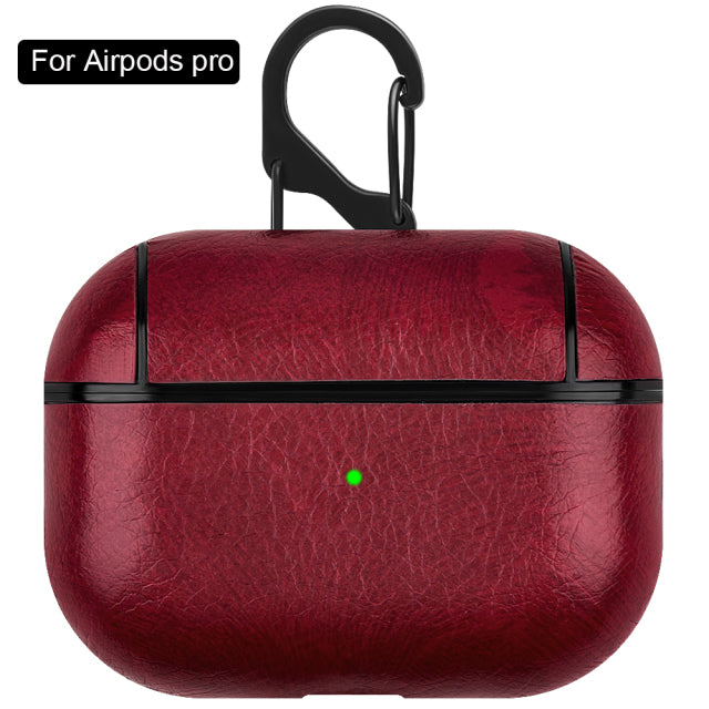 PU Leather Case Protective Cover with Anti-lost Buckle for Apple AirPods 2 1 3 - give5me