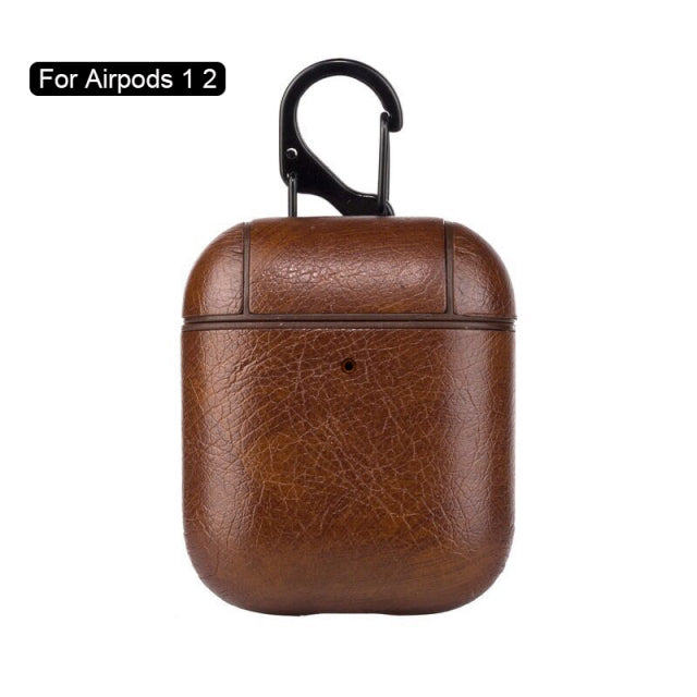 PU Leather Case Protective Cover with Anti-lost Buckle for Apple AirPods 2 1 3 - give5me