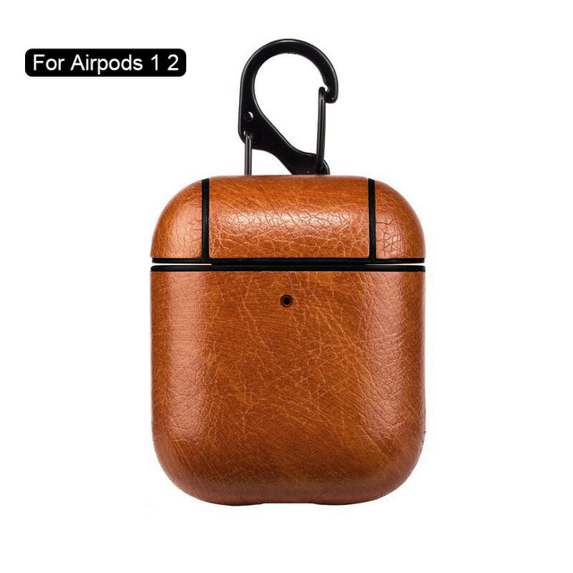 PU Leather Case Protective Cover with Anti-lost Buckle for Apple AirPods 2 1 3 - give5me
