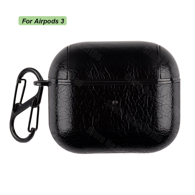 PU Leather Case Protective Cover with Anti-lost Buckle for Apple AirPods 2 1 3 - give5me