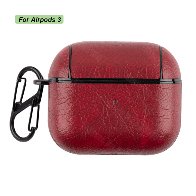PU Leather Case Protective Cover with Anti-lost Buckle for Apple AirPods 2 1 3 - give5me