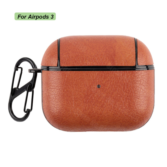 PU Leather Case Protective Cover with Anti-lost Buckle for Apple AirPods 2 1 3 - give5me