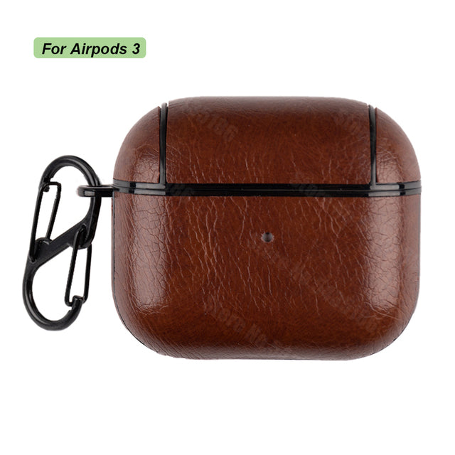PU Leather Case Protective Cover with Anti-lost Buckle for Apple AirPods 2 1 3 - give5me